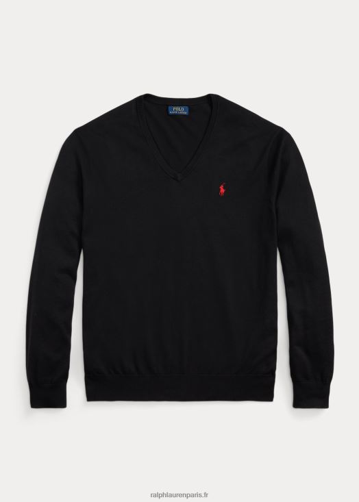 pull col v en coton 46T60T8567 Hommes Ralph Lauren noir