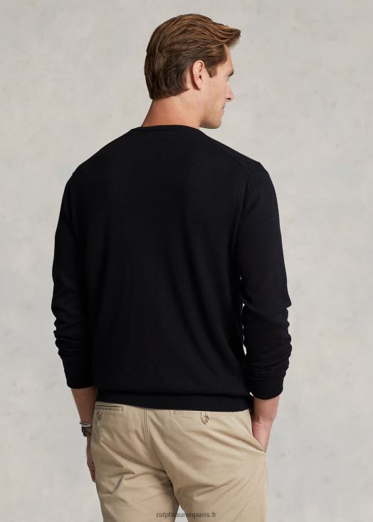 pull col v en coton 46T60T8567 Hommes Ralph Lauren noir