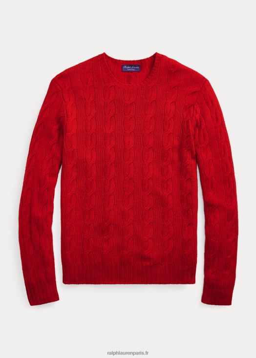 pull en cachemire à torsades 46T60T69 Hommes Ralph Lauren rouge classique