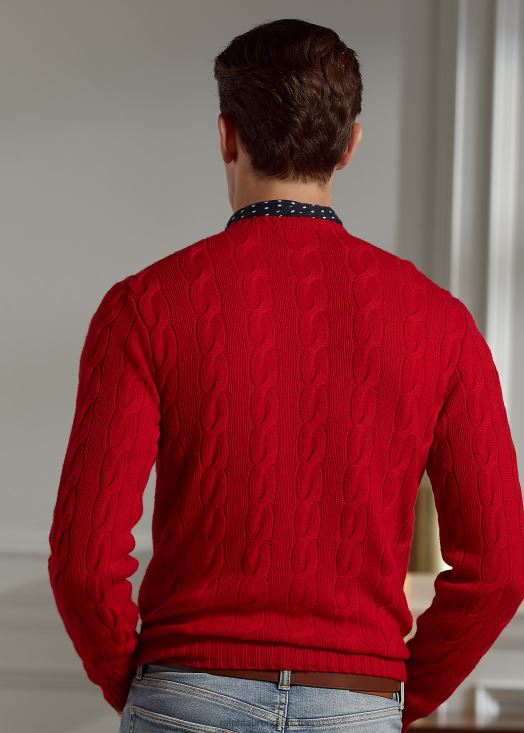 pull en cachemire à torsades 46T60T69 Hommes Ralph Lauren rouge classique