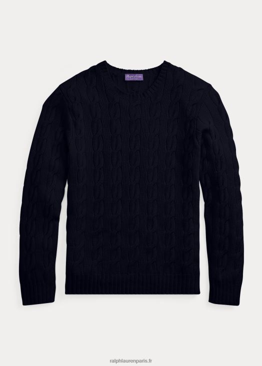 pull en cachemire à torsades 46T60T72 Hommes Ralph Lauren président classique marine
