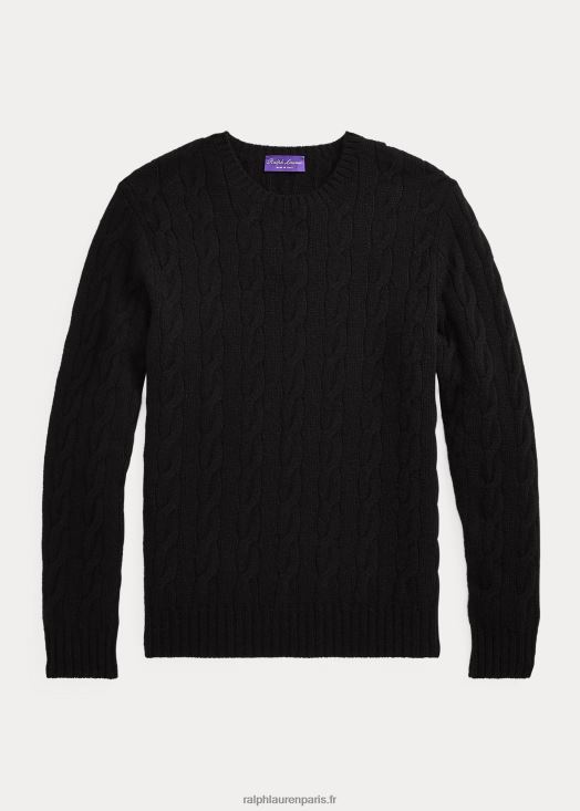 pull en cachemire à torsades 46T60T73 Hommes Ralph Lauren noir classique