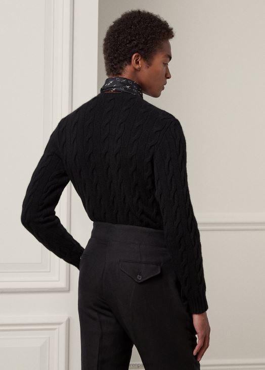 pull en cachemire à torsades 46T60T73 Hommes Ralph Lauren noir classique