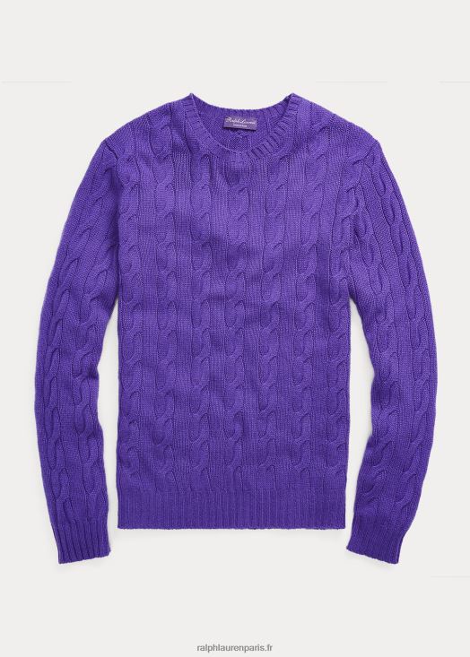 pull en cachemire à torsades 46T60T74 Hommes Ralph Lauren violette classique