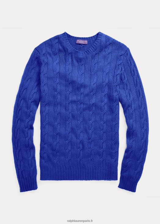 pull en cachemire à torsades 46T60T76 Hommes Ralph Lauren bleu copen classique