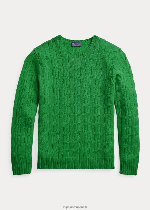 pull en cachemire à torsades 46T60T77 Hommes Ralph Lauren vert nautique