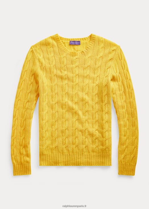 pull en cachemire à torsades 46T60T78 Hommes Ralph Lauren jaune citron classique
