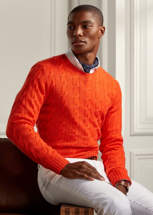 pull en cachemire à torsades 46T60T79 Hommes Ralph Lauren doux-amer