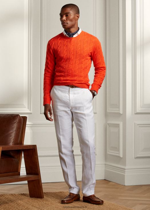 pull en cachemire à torsades 46T60T79 Hommes Ralph Lauren doux-amer