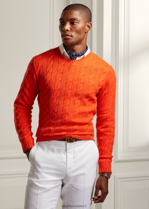 pull en cachemire à torsades 46T60T79 Hommes Ralph Lauren doux-amer