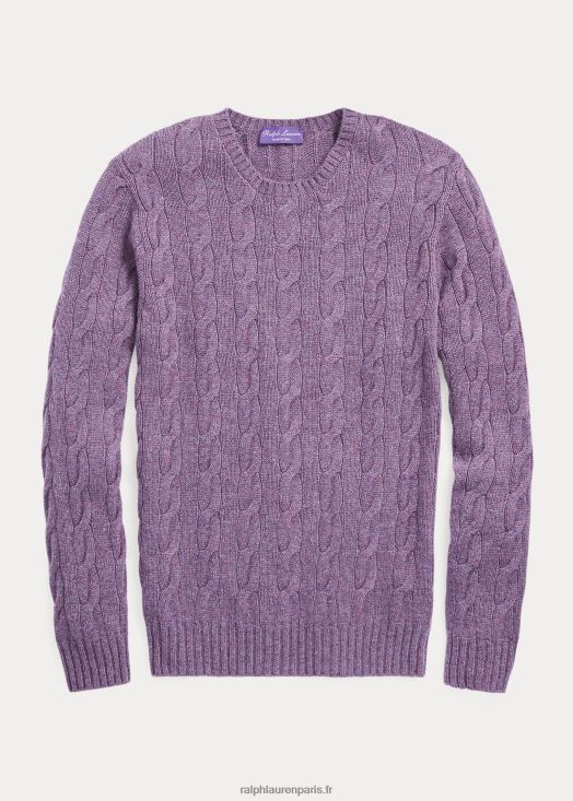 pull en cachemire à torsades 46T60T81 Hommes Ralph Lauren mélange de raisins