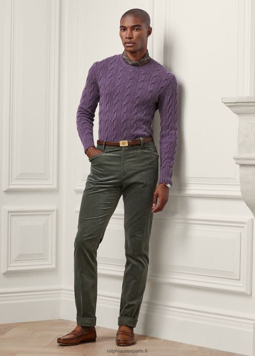 pull en cachemire à torsades 46T60T81 Hommes Ralph Lauren mélange de raisins