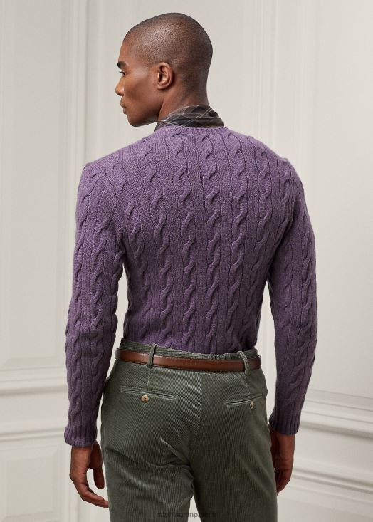 pull en cachemire à torsades 46T60T81 Hommes Ralph Lauren mélange de raisins