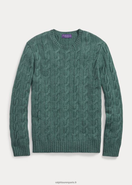 pull en cachemire à torsades 46T60T82 Hommes Ralph Lauren bleu île mélange