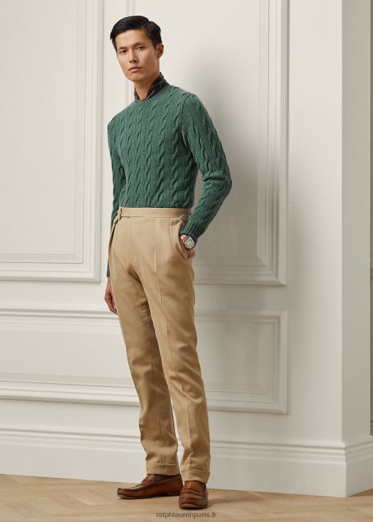 pull en cachemire à torsades 46T60T82 Hommes Ralph Lauren bleu île mélange
