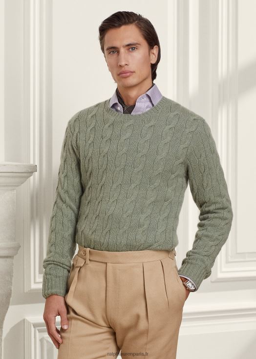 pull en cachemire à torsades 46T60T83 Hommes Ralph Lauren mélange d'embruns marins