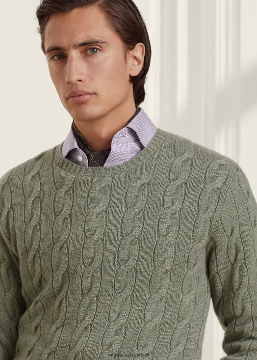pull en cachemire à torsades 46T60T83 Hommes Ralph Lauren mélange d'embruns marins
