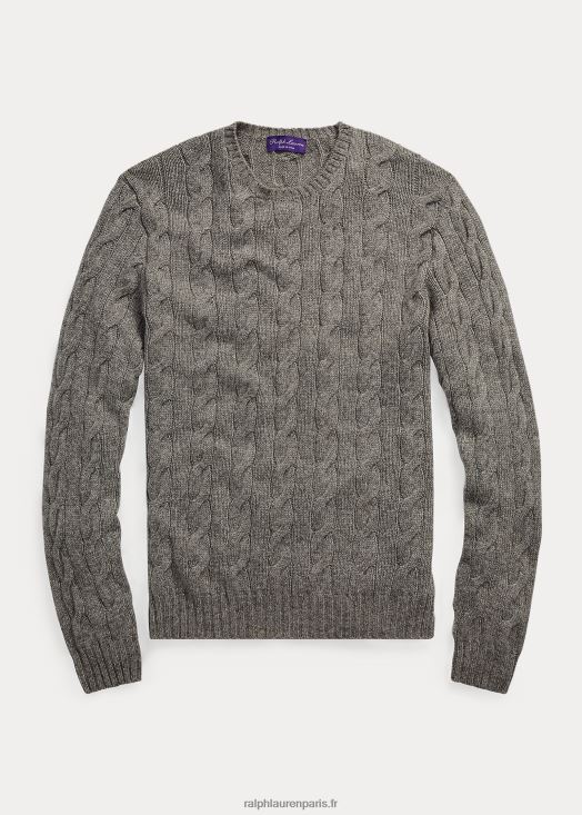 pull en cachemire à torsades 46T60T84 Hommes Ralph Lauren gris clair chiné
