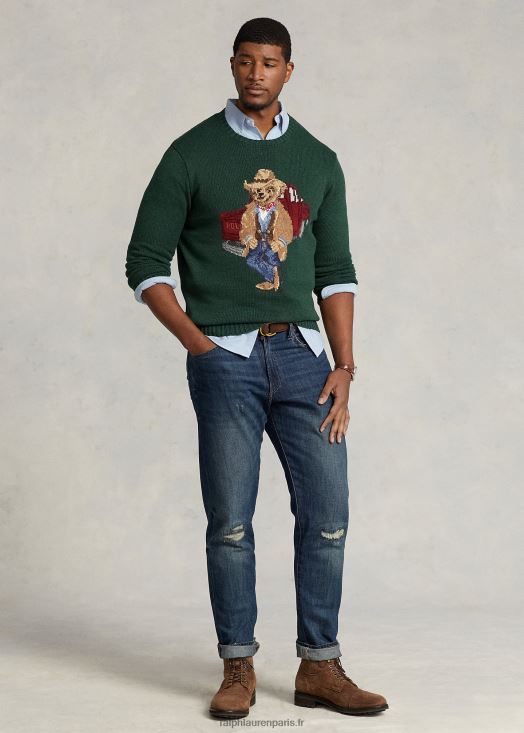pull en coton polo ours 46T60T1650 Hommes Ralph Lauren nouvelle bruyère forestière