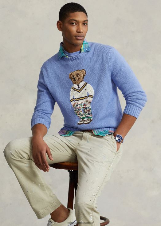 pull en coton polo ours 46T60T835 Hommes Ralph Lauren doux royal