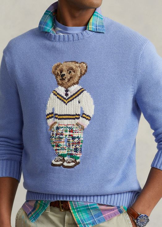 pull en coton polo ours 46T60T835 Hommes Ralph Lauren doux royal