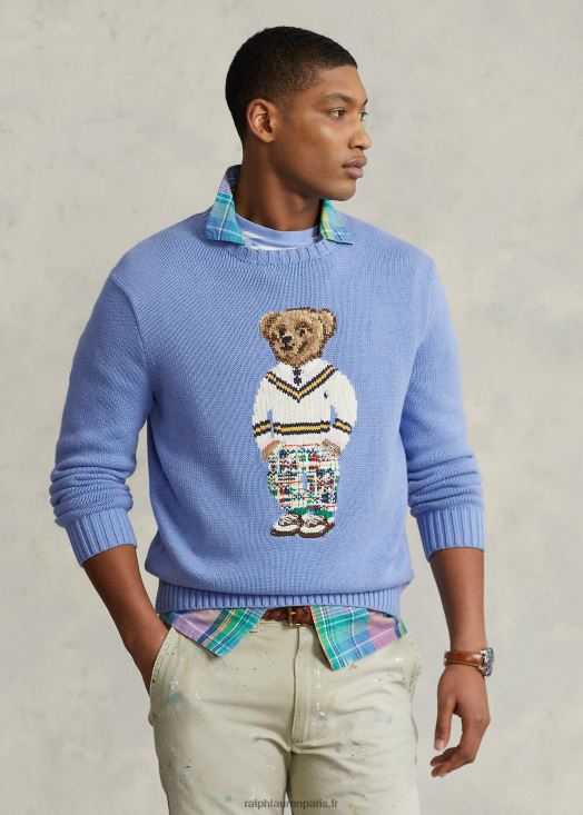 pull en coton polo ours 46T60T835 Hommes Ralph Lauren doux royal