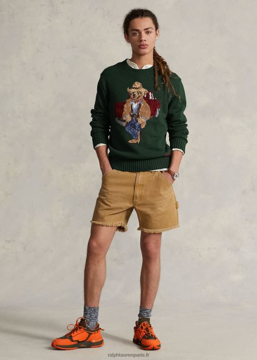 pull en coton polo ours 46T60T8498 Hommes Ralph Lauren nouvelle bruyère forestière