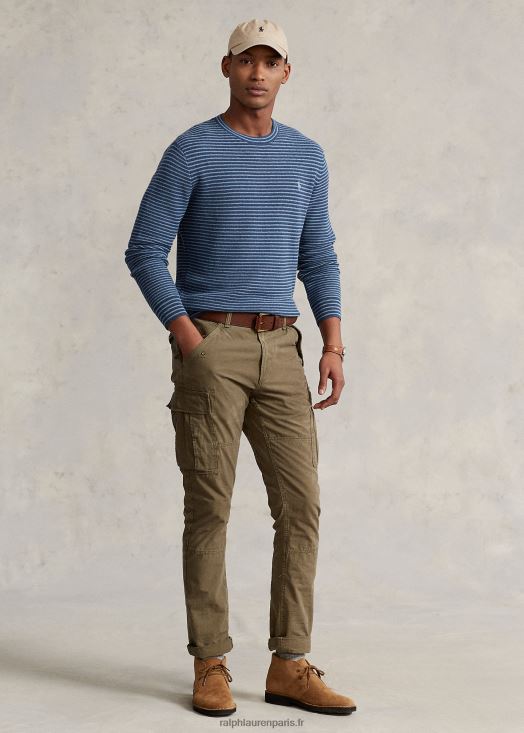 pull en coton à rayures texturées 46T60T794 Hommes Ralph Lauren combo bleu clancy