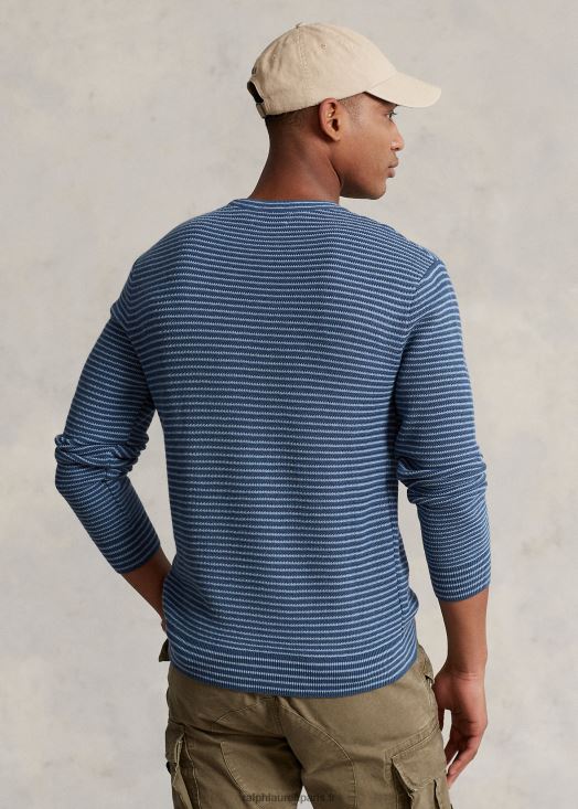 pull en coton à rayures texturées 46T60T794 Hommes Ralph Lauren combo bleu clancy