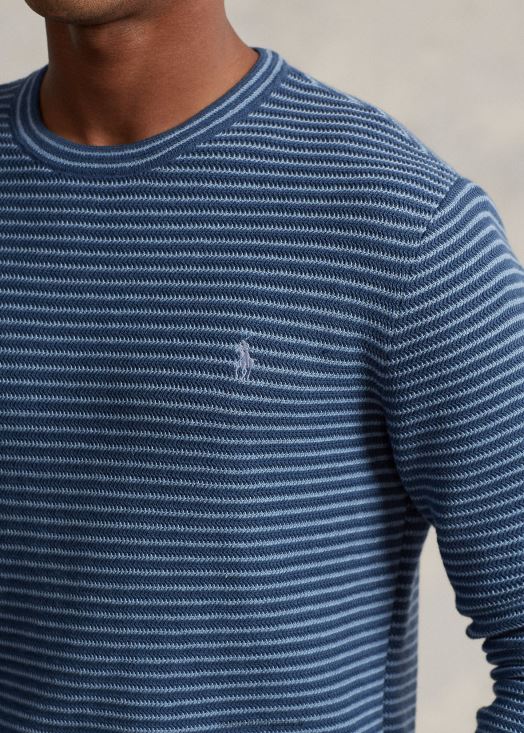 pull en coton à rayures texturées 46T60T794 Hommes Ralph Lauren combo bleu clancy