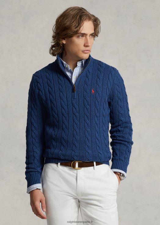 pull en coton à torsades 46T60T1130 Hommes Ralph Lauren bruyère marine rustique