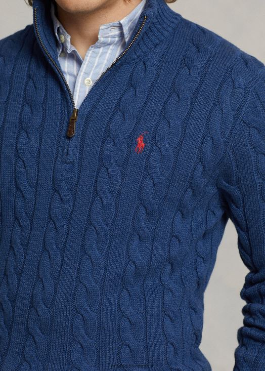 pull en coton à torsades 46T60T1130 Hommes Ralph Lauren bruyère marine rustique