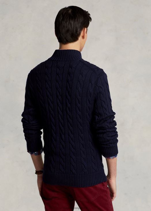 pull en coton à torsades 46T60T1131 Hommes Ralph Lauren chasseur marine