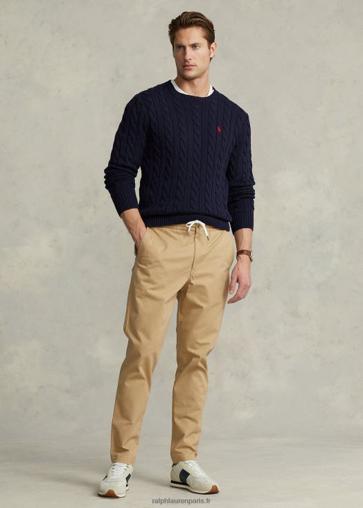 pull en coton à torsades 46T60T8410 Hommes Ralph Lauren chasseur marine