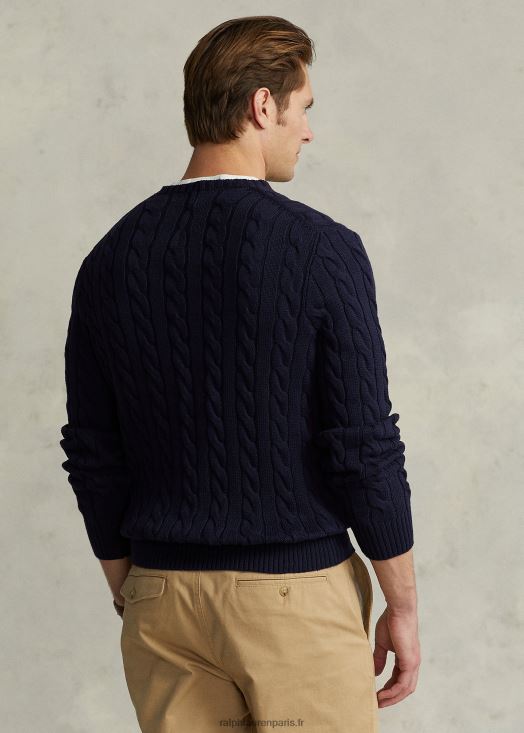 pull en coton à torsades 46T60T8410 Hommes Ralph Lauren chasseur marine