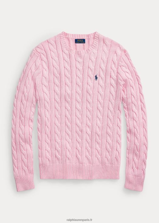 pull en coton à torsades 46T60T8412 Hommes Ralph Lauren rose carmel