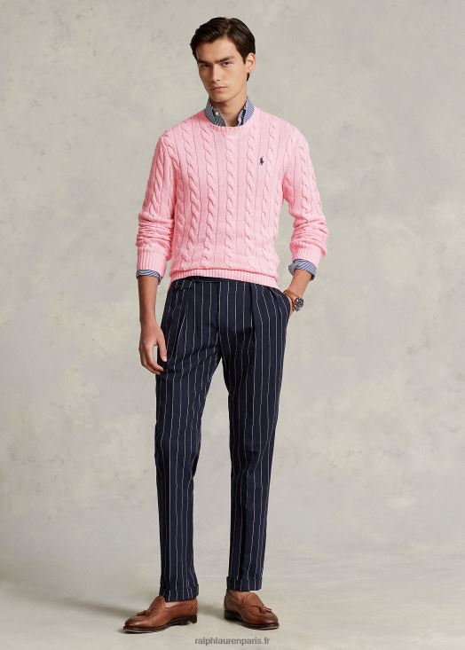 pull en coton à torsades 46T60T8412 Hommes Ralph Lauren rose carmel