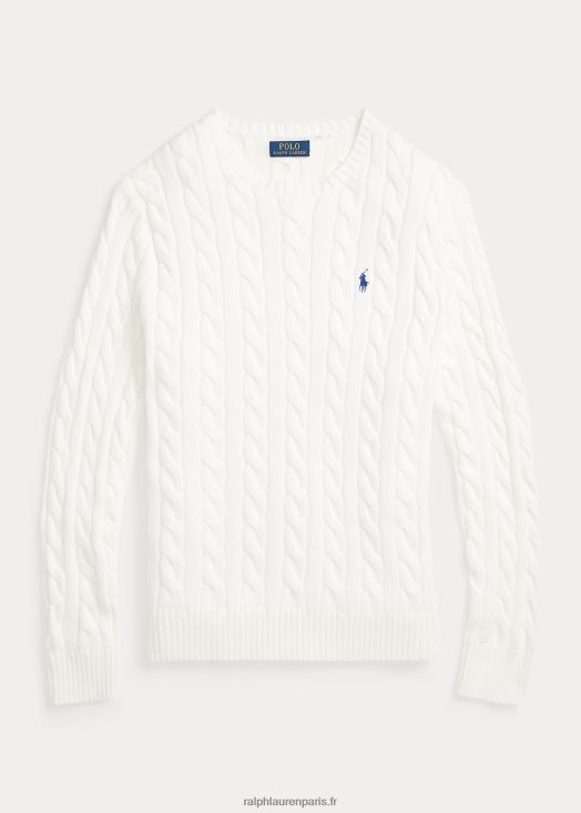 pull en coton à torsades 46T60T8413 Hommes Ralph Lauren blanc