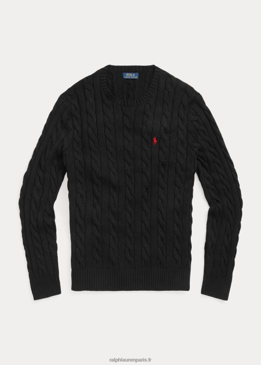 pull en coton à torsades 46T60T8415 Hommes Ralph Lauren noir