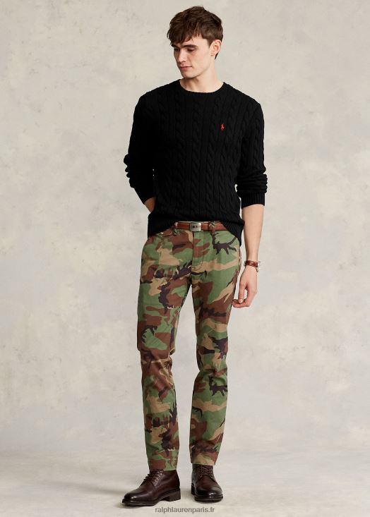 pull en coton à torsades 46T60T8415 Hommes Ralph Lauren noir