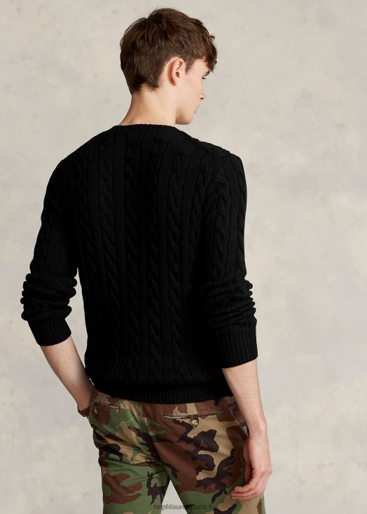 pull en coton à torsades 46T60T8415 Hommes Ralph Lauren noir