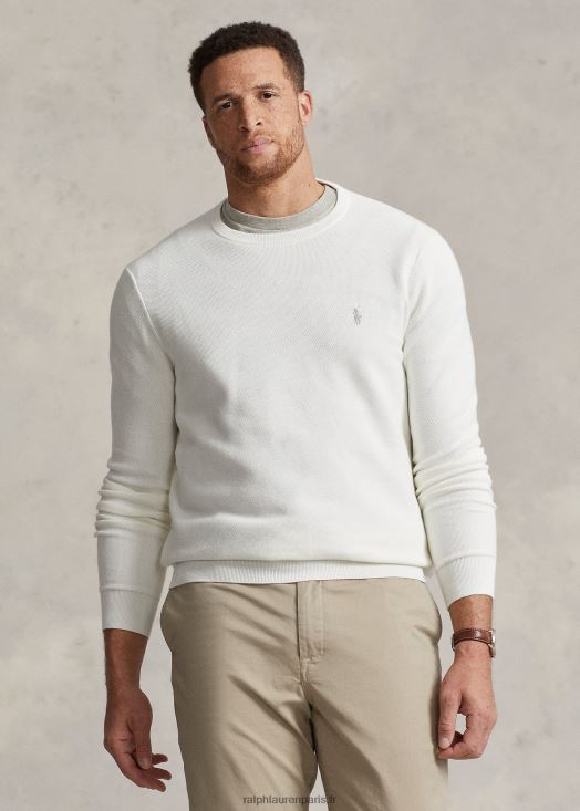 pull en maille de coton 46T60T1894 Hommes Ralph Lauren lavage de pont blanc