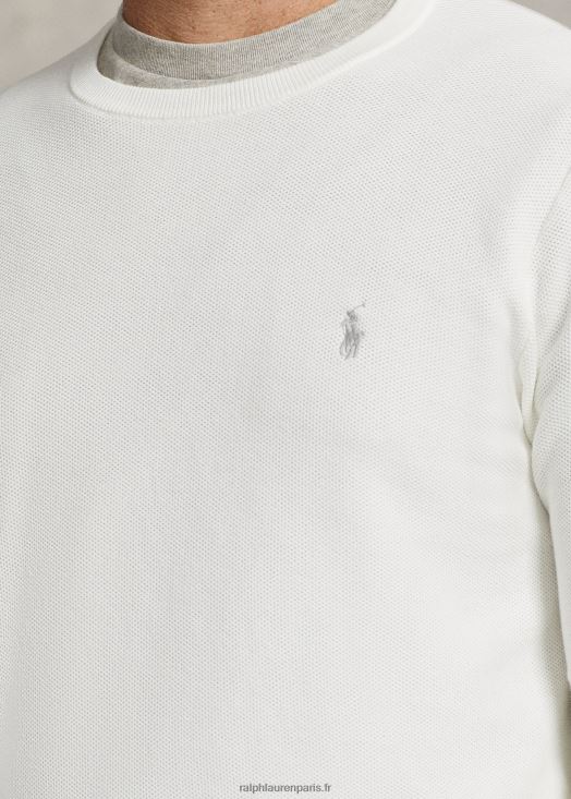 pull en maille de coton 46T60T1894 Hommes Ralph Lauren lavage de pont blanc