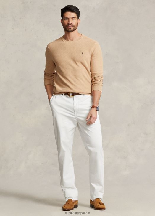 pull en maille de coton 46T60T1895 Hommes Ralph Lauren chameau mélange