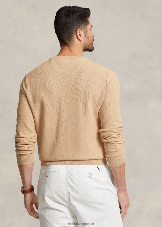 pull en maille de coton 46T60T1895 Hommes Ralph Lauren chameau mélange