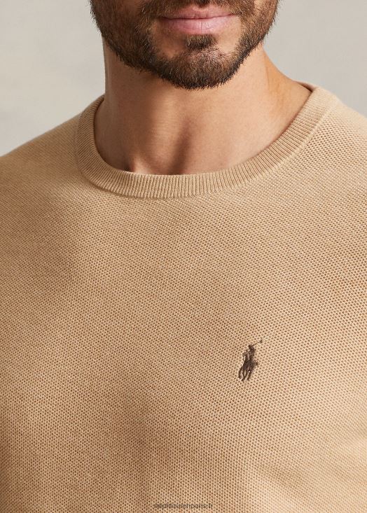 pull en maille de coton 46T60T1895 Hommes Ralph Lauren chameau mélange