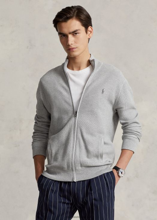 pull entièrement zippé en maille de coton 46T60T841 Hommes Ralph Lauren andover bruyère