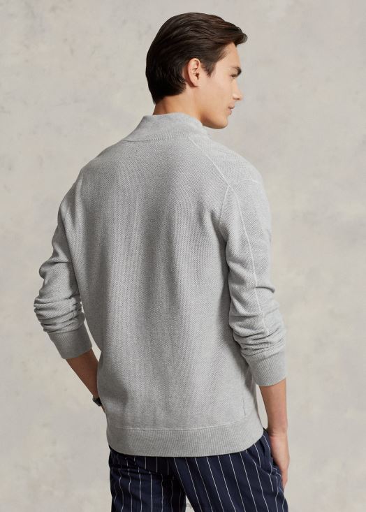 pull entièrement zippé en maille de coton 46T60T841 Hommes Ralph Lauren andover bruyère