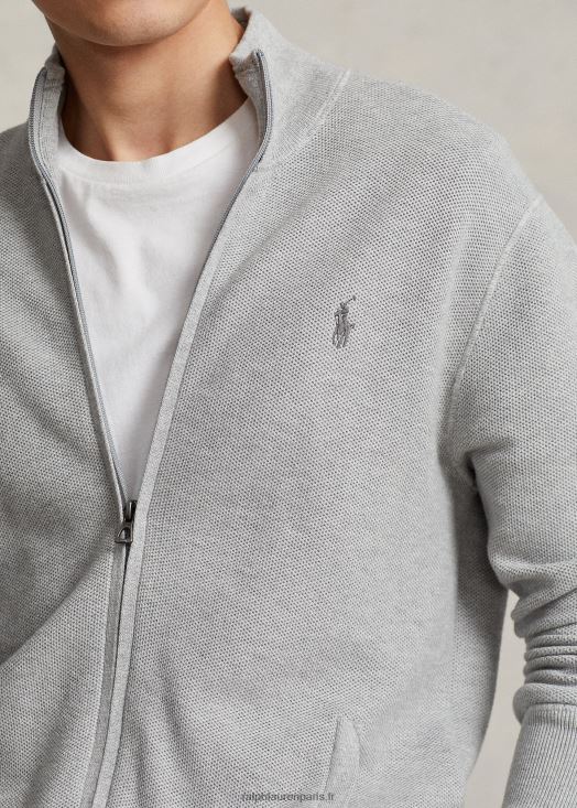 pull entièrement zippé en maille de coton 46T60T841 Hommes Ralph Lauren andover bruyère