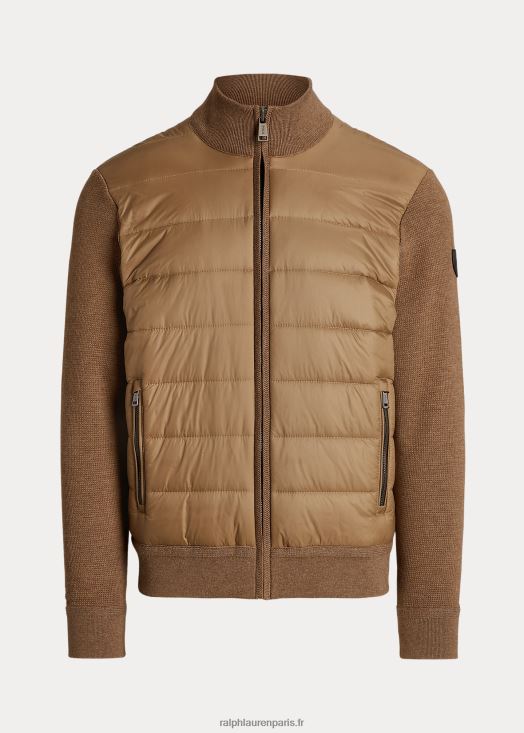 pull hybride entièrement zippé 46T60T1109 Hommes Ralph Lauren brun shetland
